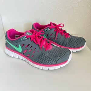 Nike 2013 Flex Women's Gray Pink Mint Green Running Walking Shoes 580440-036 Sz9